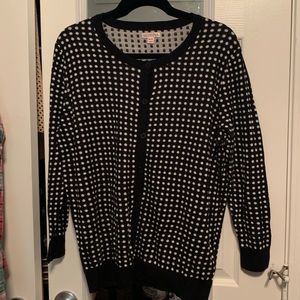 Merona Black and White Polka Dot Cardigan XXL
